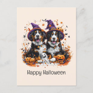 Carte Postale Joyeux chien bernois d'Halloween