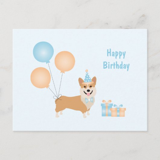 Carte Postale Joyeux Chien de Corgi Anniversaire (Devant)