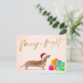 Carte Postale Joyeux chien de Noël Dachshund (Debout devant)