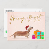 Carte Postale Joyeux chien de Noël Dachshund (Devant / Derrière)