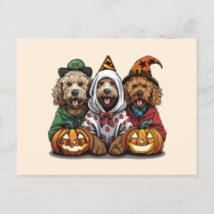 Carte Postale Joyeux chien d'Halloween Goldendoodle