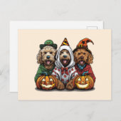 Carte Postale Joyeux chien d'Halloween Goldendoodle (Devant / Derrière)
