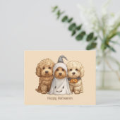 Carte Postale Joyeux chien d'Halloween Goldendoodle (Debout devant)