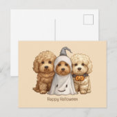Carte Postale Joyeux chien d'Halloween Goldendoodle (Devant / Derrière)