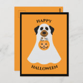 Carte Postale Joyeux chien fantôme d'Halloween (Devant / Derrière)