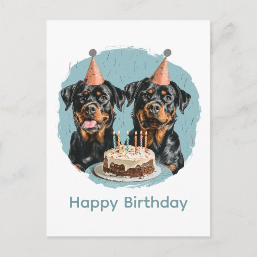 Carte Postale Joyeux chien Rottweiler d'anniversaire (Devant)