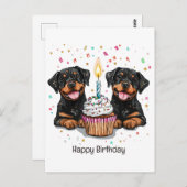 Carte Postale Joyeux chien Rottweiler d'anniversaire (Devant / Derrière)