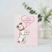 Carte Postale Joyeux Chien Vintage Valentines Jour Rose (Debout devant)