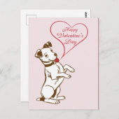 Carte Postale Joyeux Chien Vintage Valentines Jour Rose (Devant / Derrière)