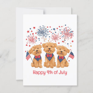 Carte Postale Joyeux Chiens 4 juillet Yorkie