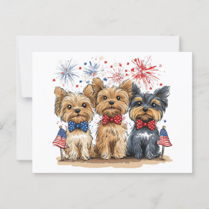 Carte Postale Joyeux Chiens 4 juillet Yorkshire Terrier
