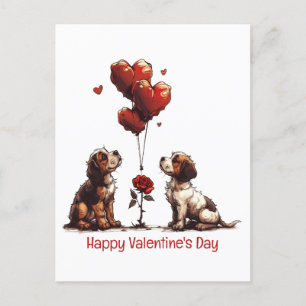 Carte Postale Joyeux Chiens Beagles de la fête des Valentines