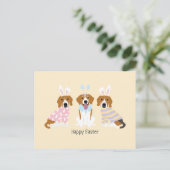Carte Postale Joyeux Chiens Beagles de Pâques (Debout devant)