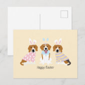 Carte Postale Joyeux Chiens Beagles de Pâques (Devant / Derrière)