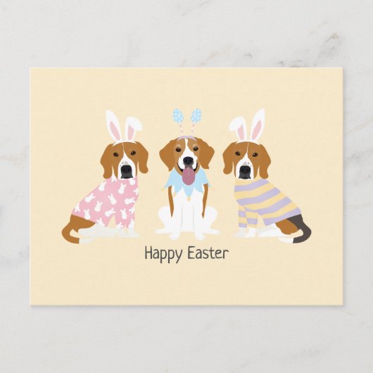 Carte Postale Joyeux Chiens Beagles de Pâques (Devant)