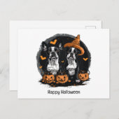 Carte Postale Joyeux Chiens de Boston Terrier Halloween (Devant / Derrière)