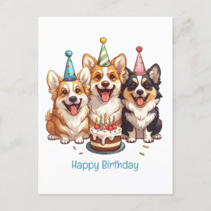 Carte Postale Joyeux Chiens de Corgi d'anniversaire