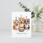 Carte Postale Joyeux Chiens de Corgi d'anniversaire (Debout devant)