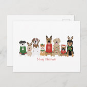 Carte Postale Joyeux Chiens de Noël Rouge Vert (Devant / Derrière)