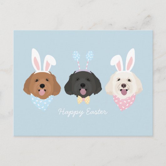 Carte Postale Joyeux Chiens de Pâques (Devant)