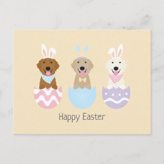 Carte Postale Joyeux Chiens de Pâques (Devant)