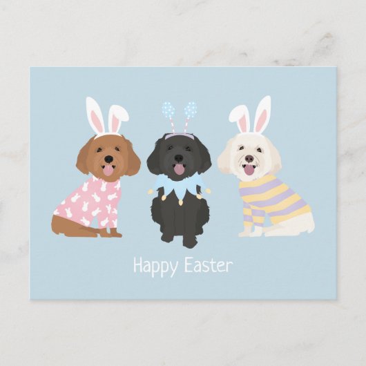 Carte Postale Joyeux Chiens de Pâques (Devant)