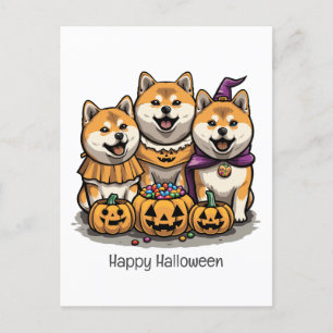 Carte Postale Joyeux Chiens d'Halloween Shiba Inu