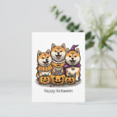 Carte Postale Joyeux Chiens d'Halloween Shiba Inu (Debout devant)