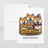 Carte Postale Joyeux Chiens d'Halloween Shiba Inu (Devant / Derrière)