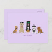 Carte Postale Joyeux Chiens d'Halloween violet (Devant / Derrière)