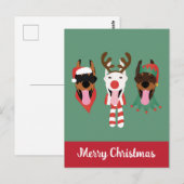Carte Postale Joyeux Chiens Dobermann de Noël (Devant / Derrière)
