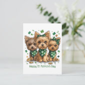 Carte Postale Joyeux Chiens du Yorkshire Terrier de St. Patrick' (Debout devant)