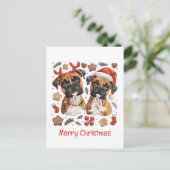 Carte Postale Joyeux Chiens en boîte de Noël (Debout devant)