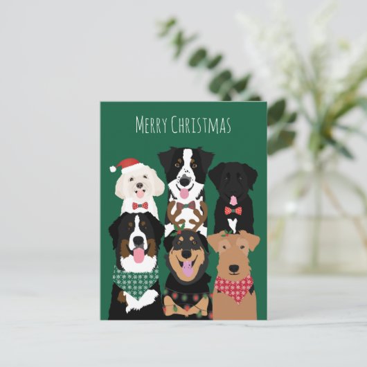 Carte Postale Joyeux Chiens mignons de Noël (Debout devant)