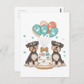 Carte Postale Joyeux Chiens Schnauzer (Devant / Derrière)