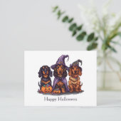 Carte Postale Joyeux Chiens sorciers Halloween Dachshund (Debout devant)