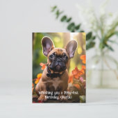 Carte Postale Joyeux chiot français anniversaire dans une jungle (Debout devant)