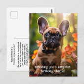 Carte Postale Joyeux chiot français anniversaire dans une jungle (Devant / Derrière)