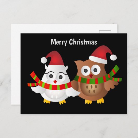 Carte Postale Joyeux Chouettes de Noël (Devant / Derrière)