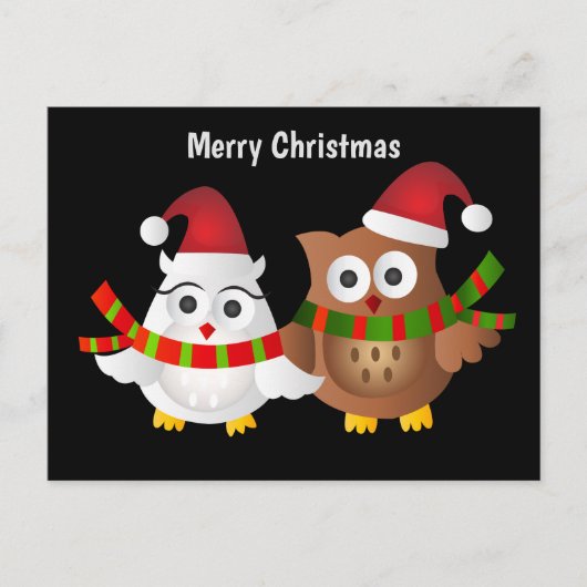 Carte Postale Joyeux Chouettes de Noël (Devant)