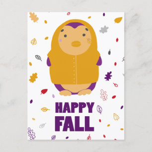 Carte Postale Joyeux Chute Pingouin Violet
