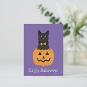 Carte Postale Joyeux Citrouille de chat noir Halloween (Debout devant)