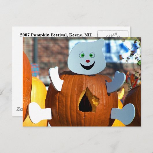 Carte Postale Joyeux Citrouille de fantôme (Devant / Derrière)