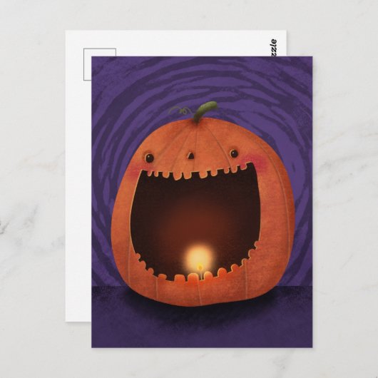 Carte Postale Joyeux Citrouille Halloween Jack-o'-lantern (Devant / Derrière)