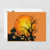 Carte Postale Joyeux Citrouilles d'Halloween et Maison hantée (Devant / Derrière)