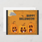 Carte Postale Joyeux Citrouilles Éffrayants d'Halloween (Devant / Derrière)