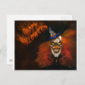 Carte Postale Joyeux Clown effrayant d'Halloween (Devant / Derrière)