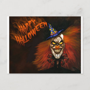 Carte Postale Joyeux Clown effrayant d'Halloween