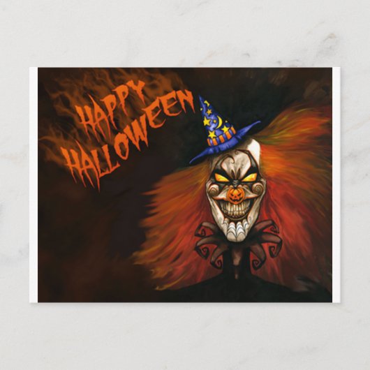 Carte Postale Joyeux Clown effrayant d'Halloween (Devant)
