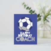 Carte Postale Joyeux COACH d'anniversaire avec ballon de footbal (Debout devant)